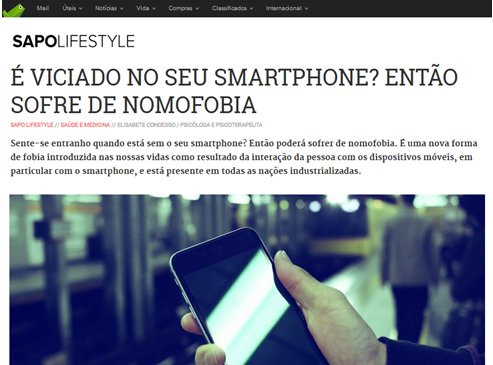 Nomofobia, viciado no smartphone