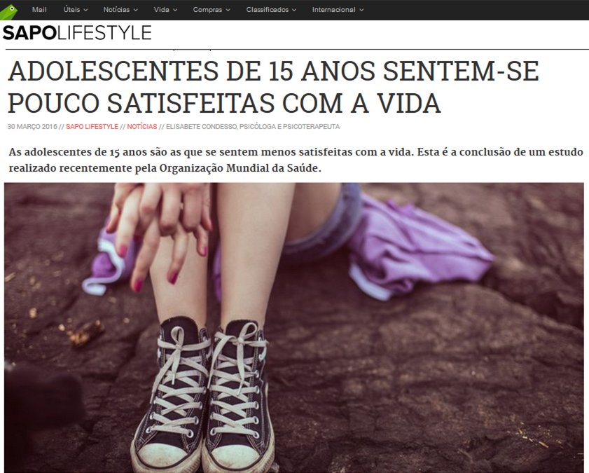 Adolescentes pouco satisfeitas com a vida